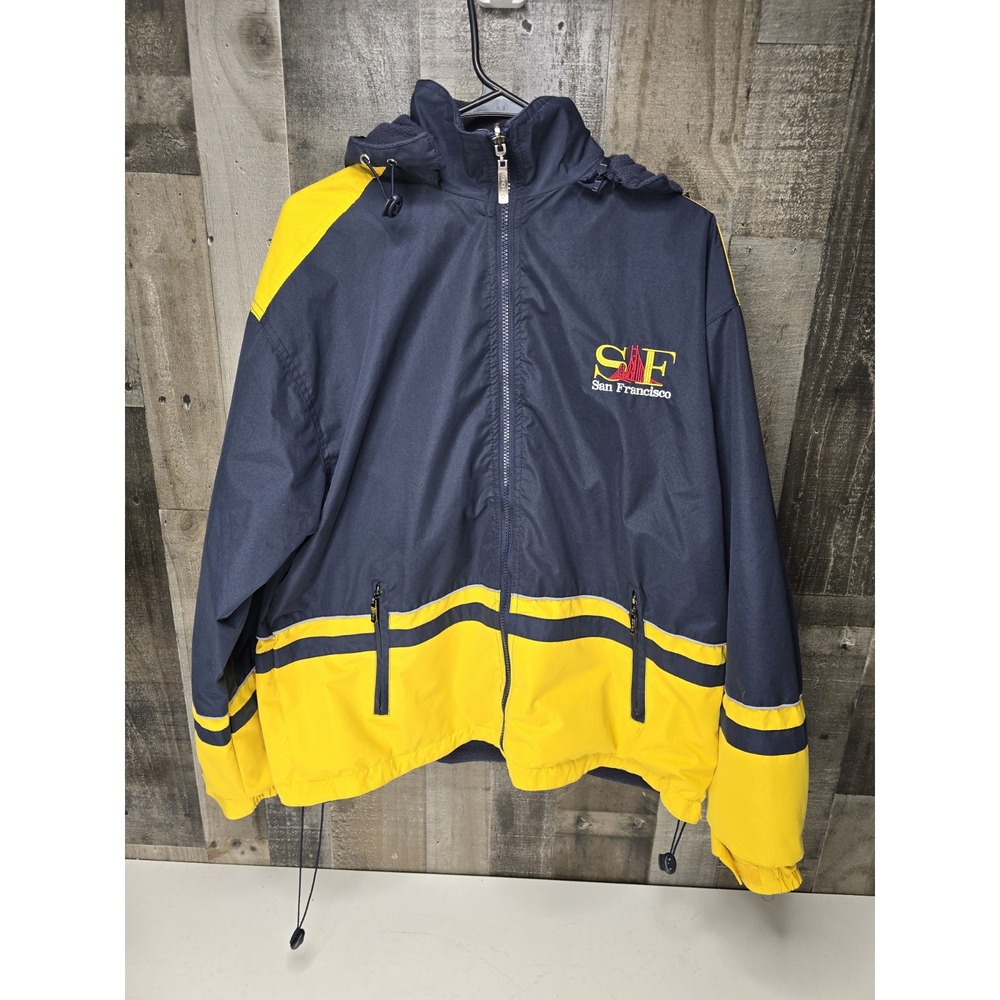 San Francisco Gogo Sports Wind Breaker Blue Yellow Reversible Mens Jacket Size M
